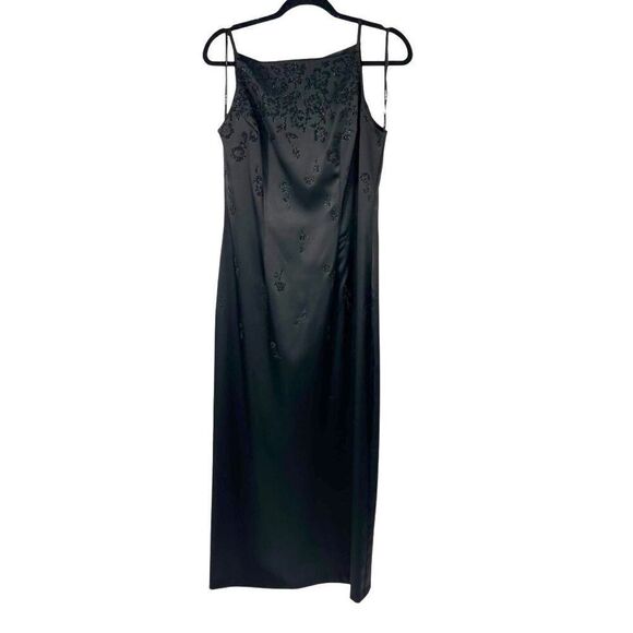 Vintage 90’s Y2K CDC Black Beaded Detail Long Formal Prom Dress Sz 10 - Picture 1 of 13
